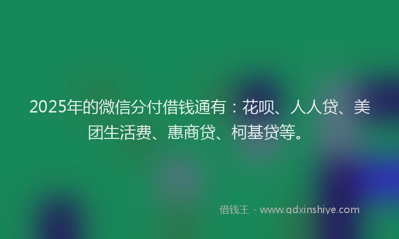 2025年的微信分付借钱通有：花呗、人人贷、美团生活费、惠商贷、柯基贷等。