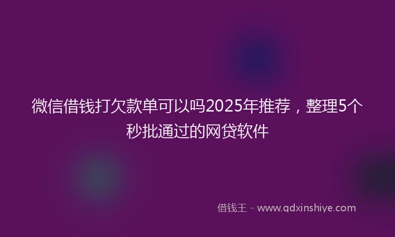 微信借钱打欠款单可以吗2025年推荐，整理5个秒批通过的网贷软件