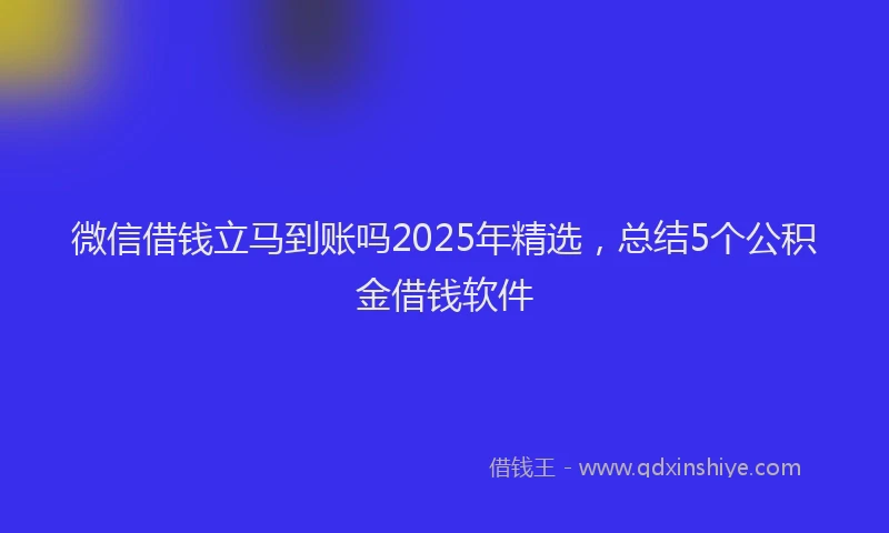 微信借钱立马到账吗2025年精选，总结5个公积金借钱软件