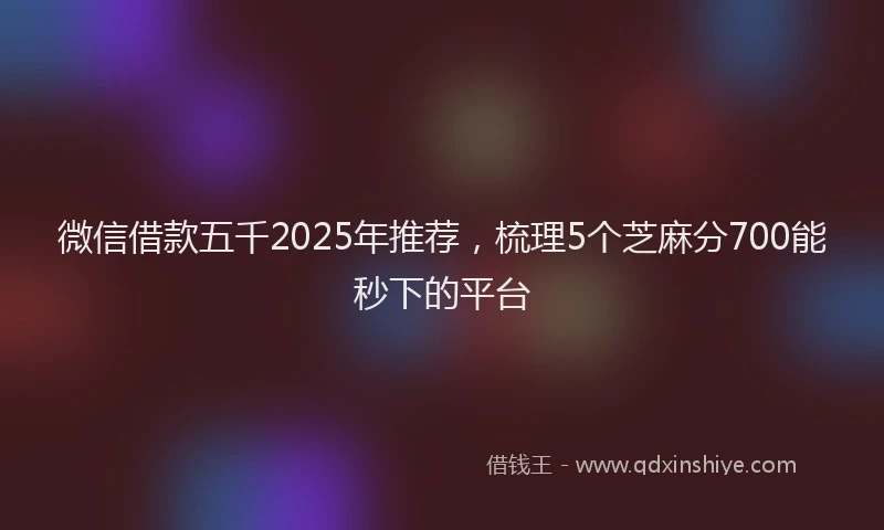 微信借款五千2025年推荐，梳理5个芝麻分700能秒下的平台