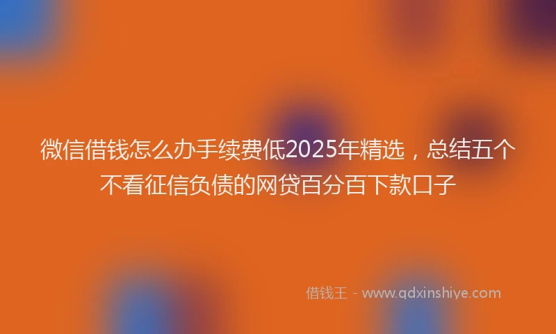 微信借钱怎么办手续费低2025年精选，总结五个不看征信负债的网贷百分百下款口子