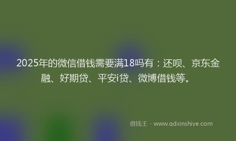 2025年的微信借钱需要满18吗有：还呗、京东金融、好期贷、平安i贷、微博借钱等。