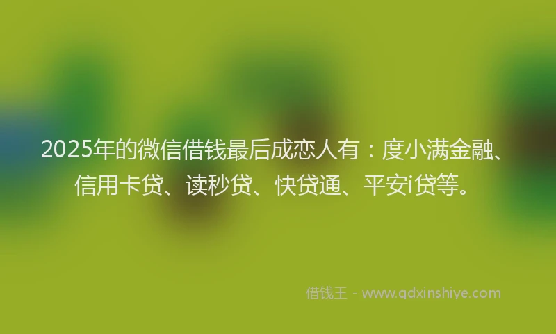 2025年的微信借钱最后成恋人有：度小满金融、信用卡贷、读秒贷、快贷通、平安i贷等。