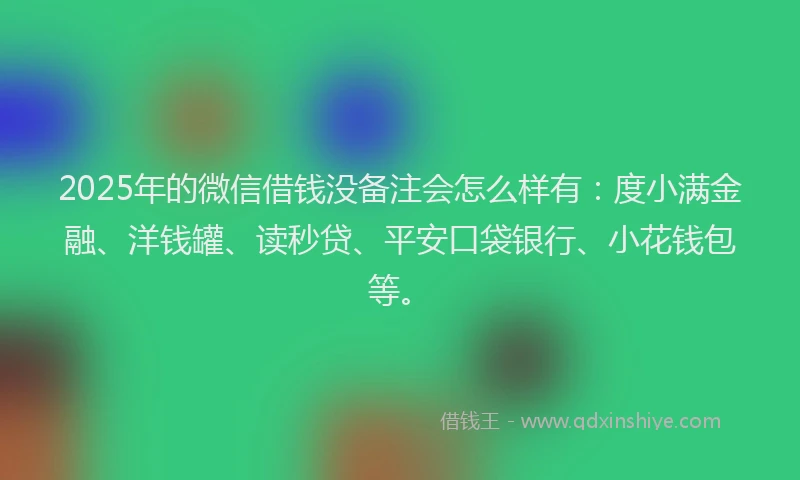 2025年的微信借钱没备注会怎么样有：度小满金融、洋钱罐、读秒贷、平安口袋银行、小花钱包等。