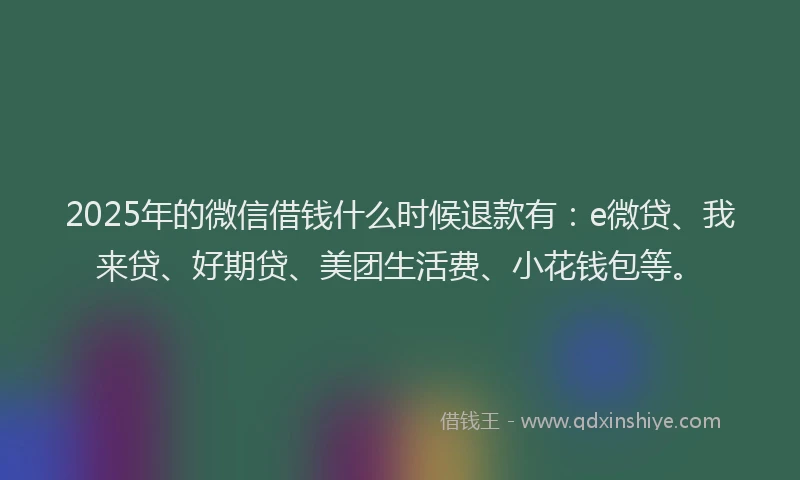 2025年的微信借钱什么时候退款有：e微贷、我来贷、好期贷、美团生活费、小花钱包等。
