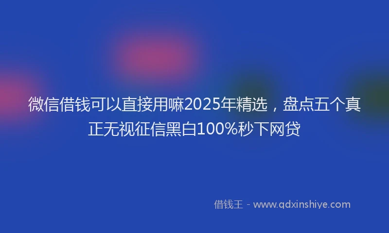 微信借钱可以直接用嘛2025年精选，盘点五个真正无视征信黑白100%秒下网贷