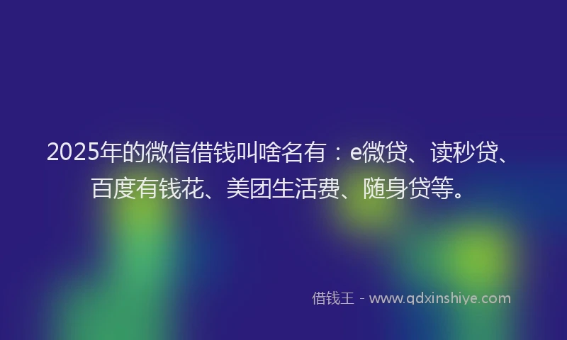 2025年的微信借钱叫啥名有：e微贷、读秒贷、百度有钱花、美团生活费、随身贷等。