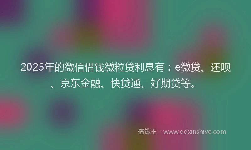 2025年的微信借钱微粒贷利息有：e微贷、还呗、京东金融、快贷通、好期贷等。