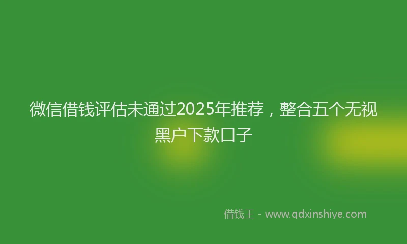 微信借钱评估未通过2025年推荐，整合五个无视黑户下款口子