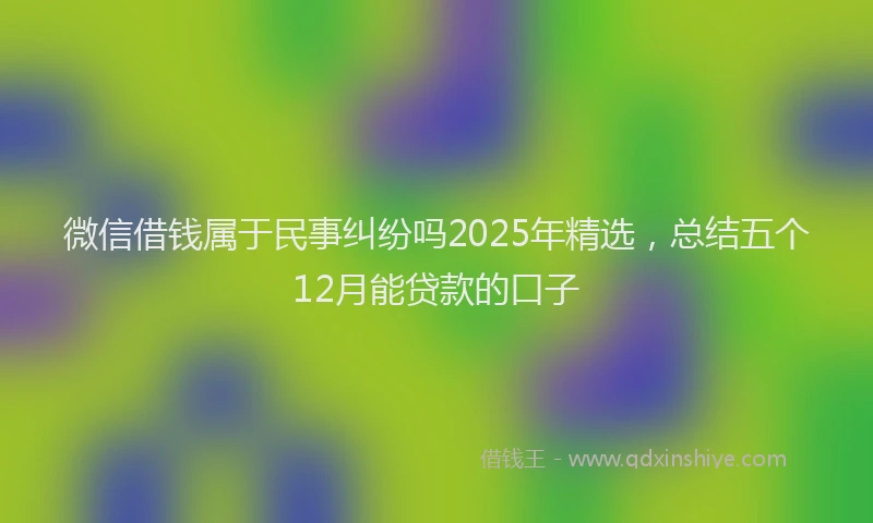 微信借钱属于民事纠纷吗2025年精选，总结五个12月能贷款的口子