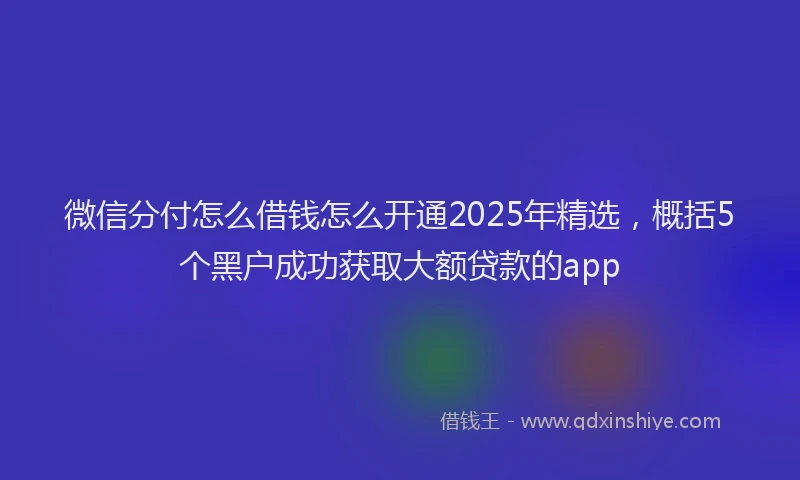 微信分付怎么借钱怎么开通2025年精选，概括5个黑户成功获取大额贷款的app