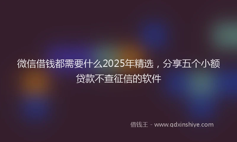 微信借钱都需要什么2025年精选，分享五个小额贷款不查征信的软件