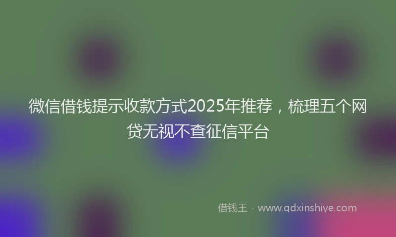 微信借钱提示收款方式2025年推荐，梳理五个网贷无视不查征信平台