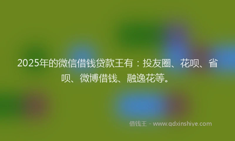 2025年的微信借钱贷款王有：投友圈、花呗、省呗、微博借钱、融逸花等。