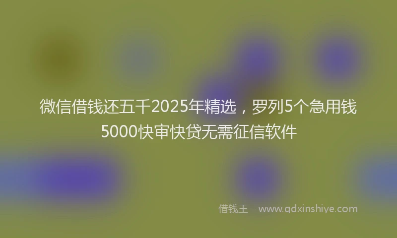 微信借钱还五千2025年精选，罗列5个急用钱5000快审快贷无需征信软件