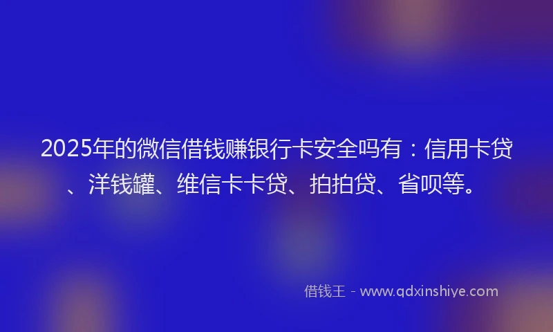 2025年的微信借钱赚银行卡安全吗有：信用卡贷、洋钱罐、维信卡卡贷、拍拍贷、省呗等。