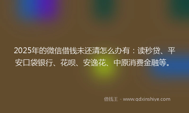 2025年的微信借钱未还清怎么办有：读秒贷、平安口袋银行、花呗、安逸花、中原消费金融等。
