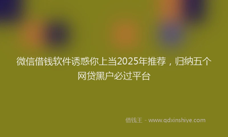 微信借钱软件诱惑你上当2025年推荐，归纳五个网贷黑户必过平台