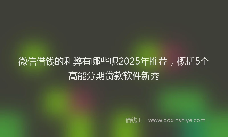 微信借钱的利弊有哪些呢2025年推荐，概括5个高能分期贷款软件新秀