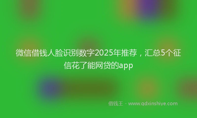 微信借钱人脸识别数字2025年推荐，汇总5个征信花了能网贷的app