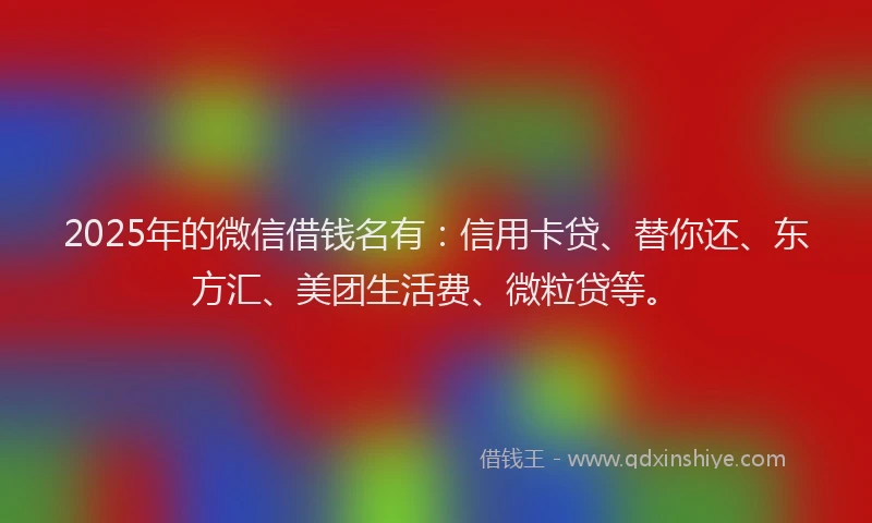 2025年的微信借钱名有：信用卡贷、替你还、东方汇、美团生活费、微粒贷等。