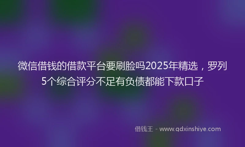 微信借钱的借款平台要刷脸吗2025年精选，罗列5个综合评分不足有负债都能下款口子