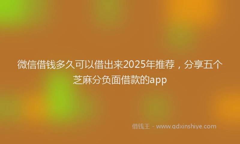 微信借钱多久可以借出来2025年推荐，分享五个芝麻分负面借款的app
