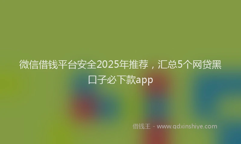 微信借钱平台安全2025年推荐，汇总5个网贷黑口子必下款app