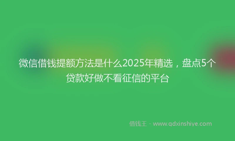微信借钱提额方法是什么2025年精选，盘点5个贷款好做不看征信的平台