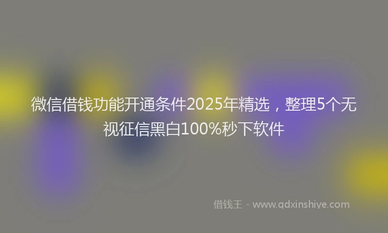 微信借钱功能开通条件2025年精选，整理5个无视征信黑白100%秒下软件