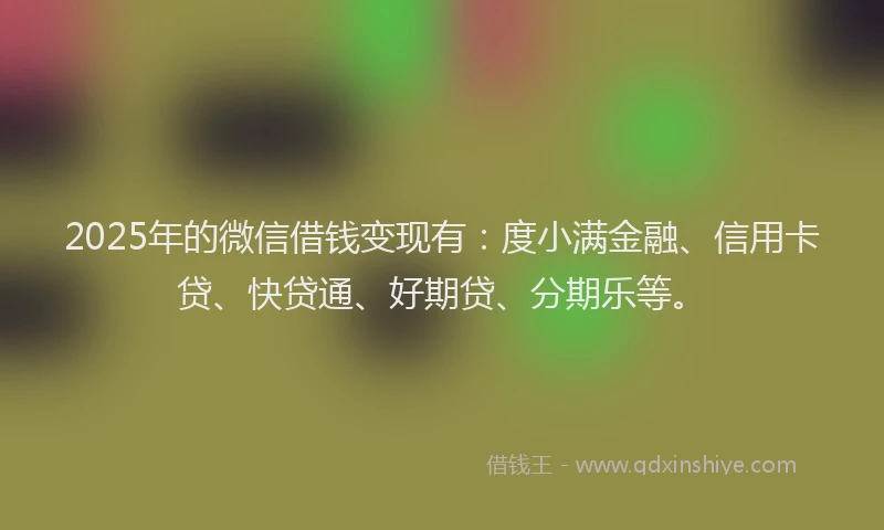 2025年的微信借钱变现有：度小满金融、信用卡贷、快贷通、好期贷、分期乐等。