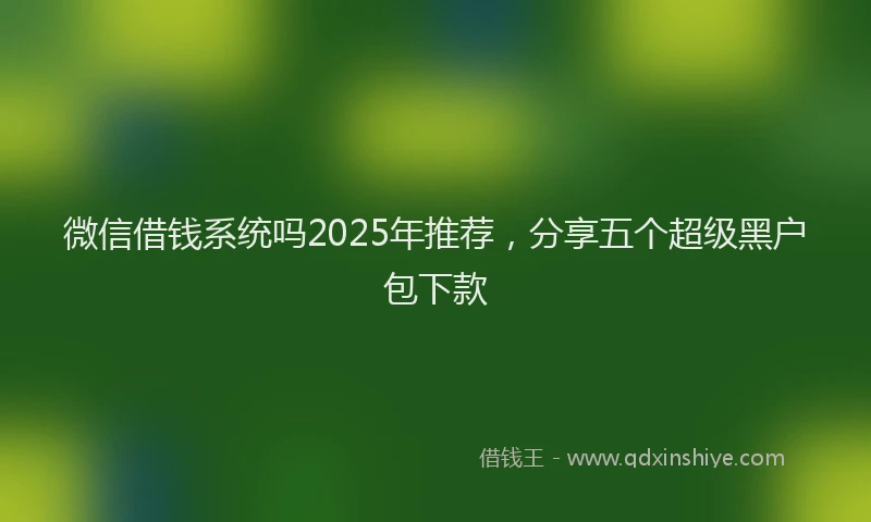 微信借钱系统吗2025年推荐，分享五个超级黑户包下款