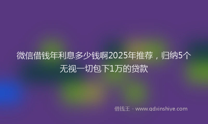 微信借钱年利息多少钱啊2025年推荐，归纳5个无视一切包下1万的贷款