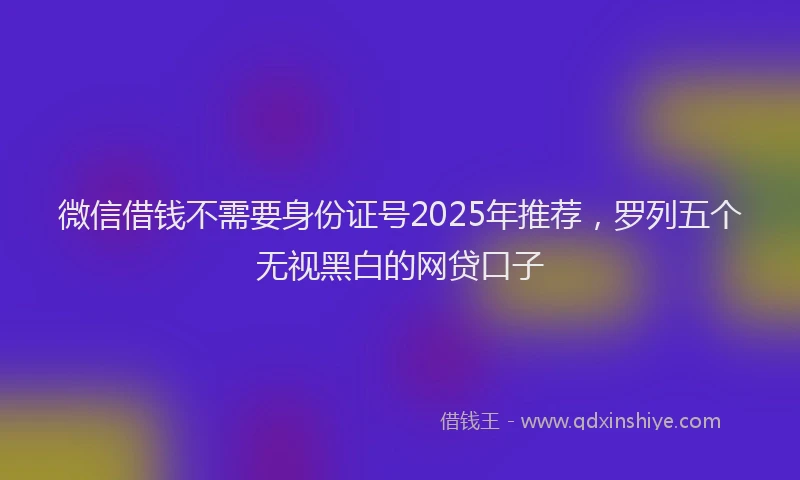 微信借钱不需要身份证号2025年推荐，罗列五个无视黑白的网贷口子
