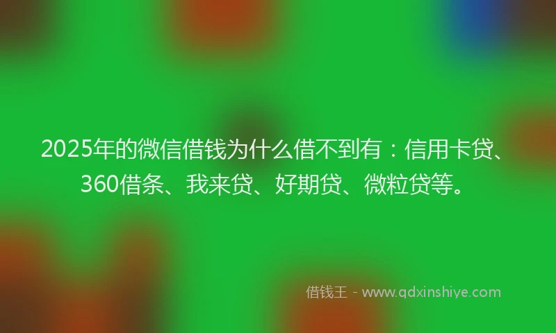 2025年的微信借钱为什么借不到有：信用卡贷、360借条、我来贷、好期贷、微粒贷等。