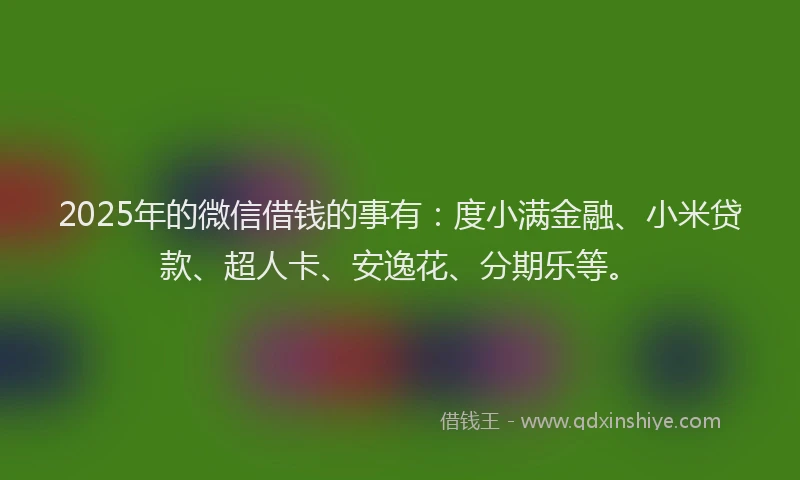 2025年的微信借钱的事有：度小满金融、小米贷款、超人卡、安逸花、分期乐等。