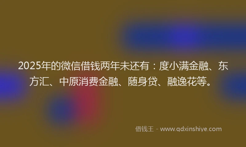 2025年的微信借钱两年未还有：度小满金融、东方汇、中原消费金融、随身贷、融逸花等。