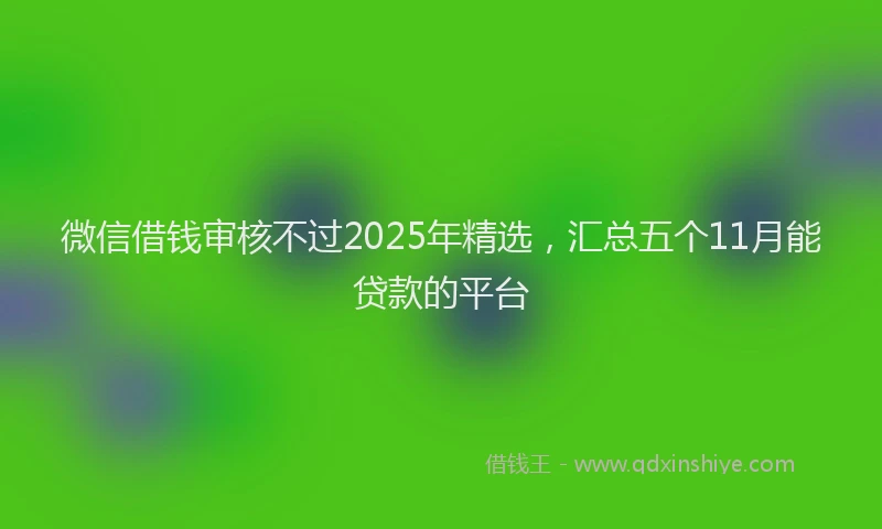 微信借钱审核不过2025年精选，汇总五个11月能贷款的平台