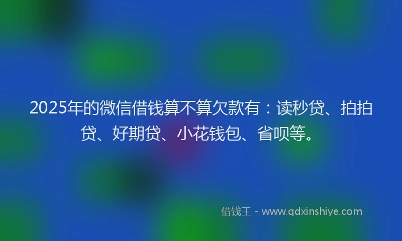 2025年的微信借钱算不算欠款有：读秒贷、拍拍贷、好期贷、小花钱包、省呗等。