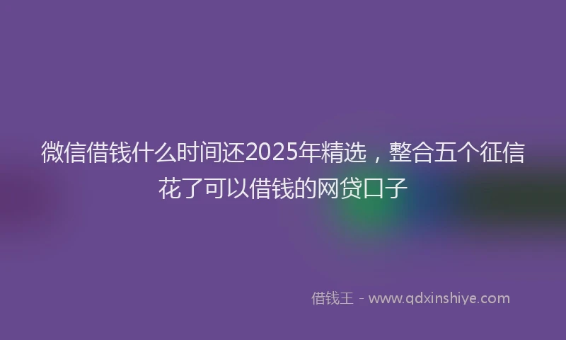 微信借钱什么时间还2025年精选，整合五个征信花了可以借钱的网贷口子