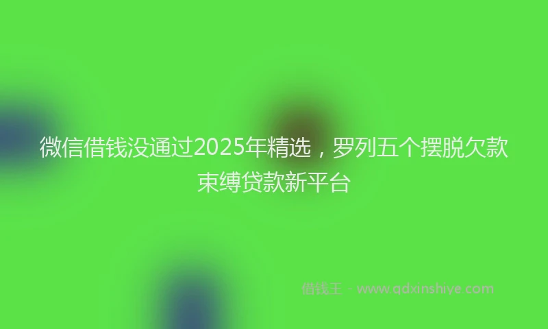 微信借钱没通过2025年精选，罗列五个摆脱欠款束缚贷款新平台