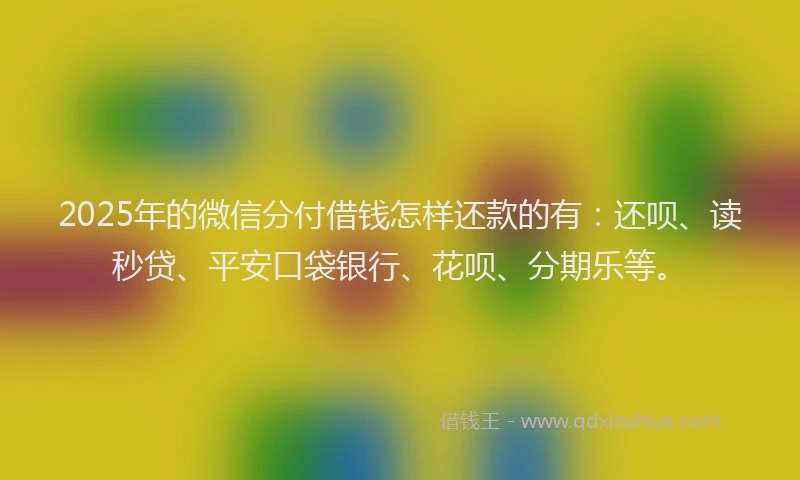 2025年的微信分付借钱怎样还款的有：还呗、读秒贷、平安口袋银行、花呗、分期乐等。