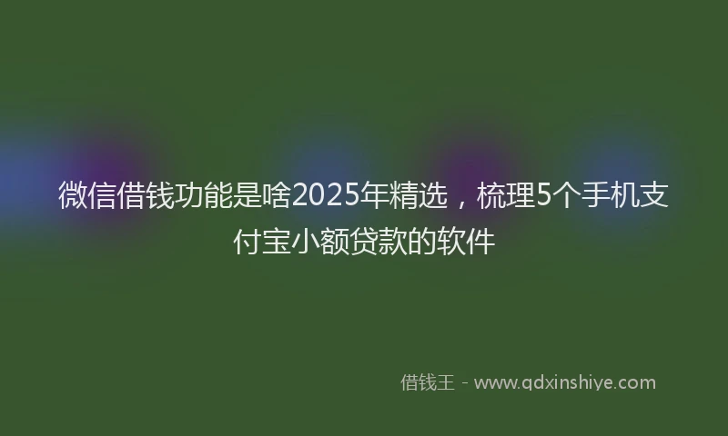微信借钱功能是啥2025年精选，梳理5个手机支付宝小额贷款的软件