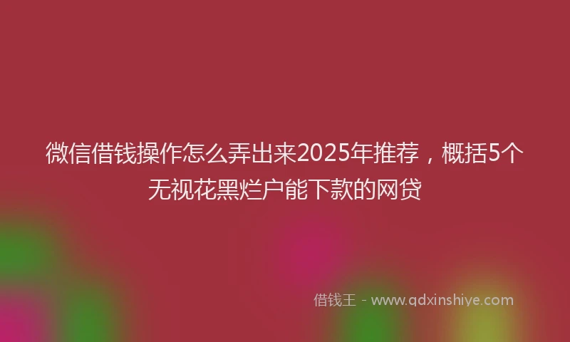 微信借钱操作怎么弄出来2025年推荐，概括5个无视花黑烂户能下款的网贷