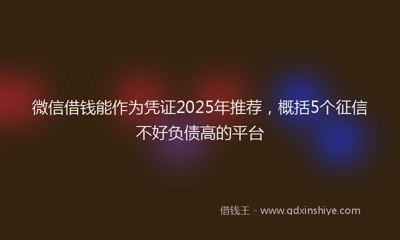 微信借钱能作为凭证2025年推荐，概括5个征信不好负债高的平台