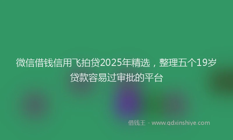 微信借钱信用飞拍贷2025年精选，整理五个19岁贷款容易过审批的平台