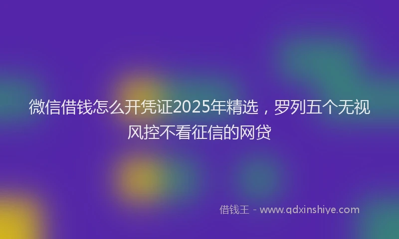 微信借钱怎么开凭证2025年精选，罗列五个无视风控不看征信的网贷