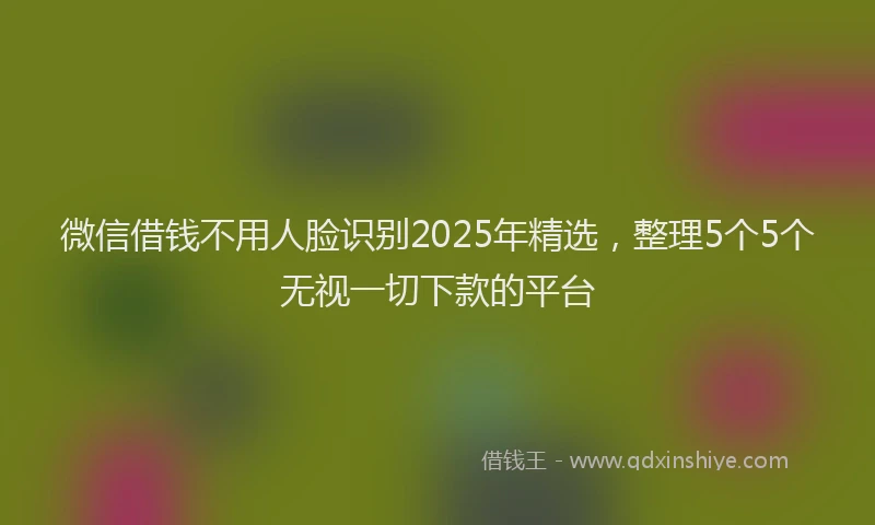 微信借钱不用人脸识别2025年精选，整理5个5个无视一切下款的平台