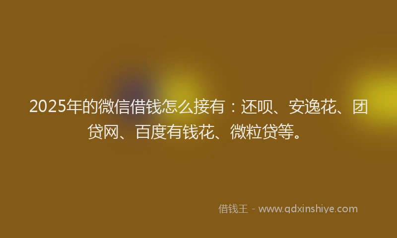 2025年的微信借钱怎么接有：还呗、安逸花、团贷网、百度有钱花、微粒贷等。