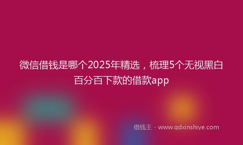 微信借钱是哪个2025年精选，梳理5个无视黑白百分百下款的借款app